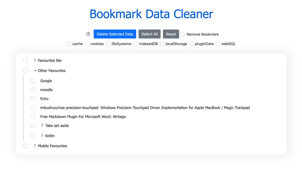 Bookmark Data Cleaner